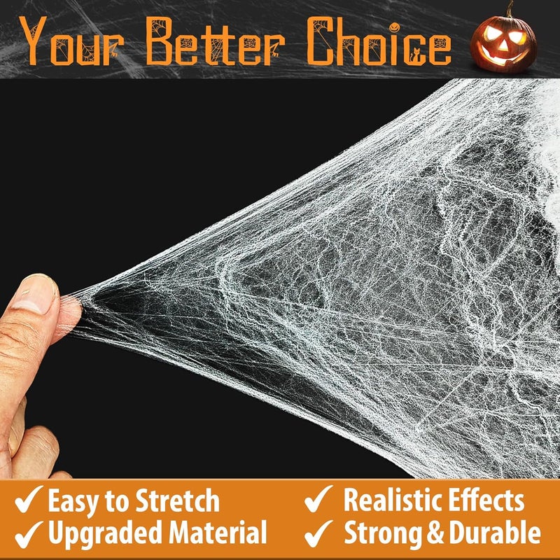 Midsea 500 sqft Spider Web Halloween Decorations with 20 Fake Spiders, Super Stretch Spider Webs for Halloween Decor Indoor & Outdoor, Party Supplies Garage Door Decorations - Image 4